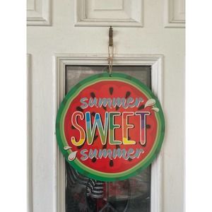 Sweet Summer Watermelon Wreath Sign Hanging Wooden Sign Door Hanger Wall Decor